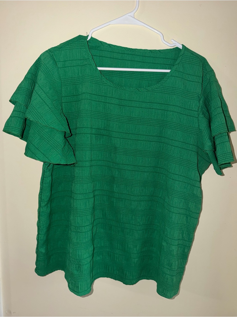 Source Unknown Emerald Green Ruffle Sleeve Blouse